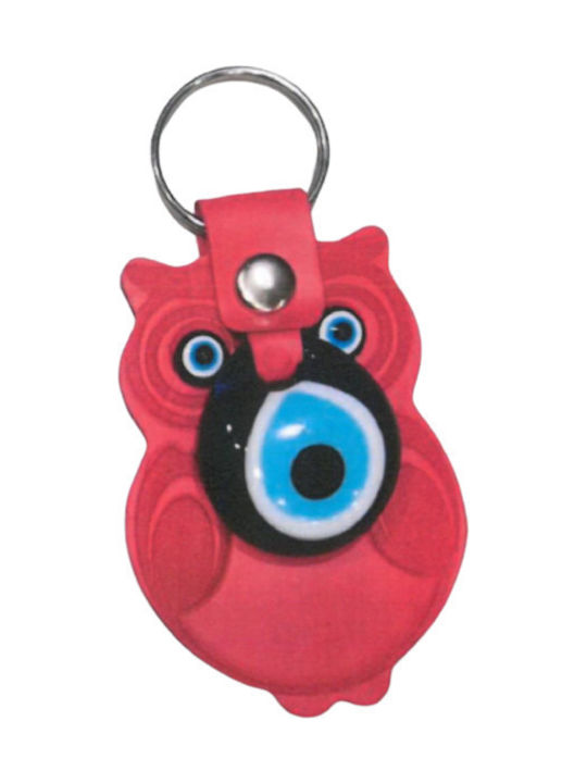 Kostibas Fashion Handmade Leather Eye Keychain Red