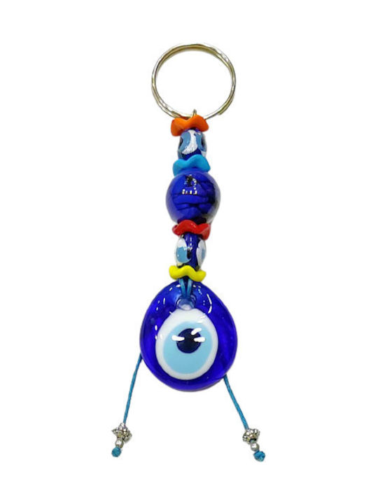 Kostibas Fashion Handmade Metallic Eye Keychain Blue