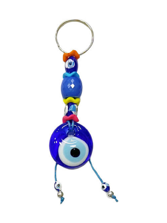 Kostibas Fashion Handmade Metallic Eye Keychain Blue
