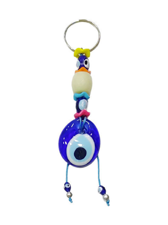 Kostibas Fashion Handmade Metallic Eye Keychain Blue