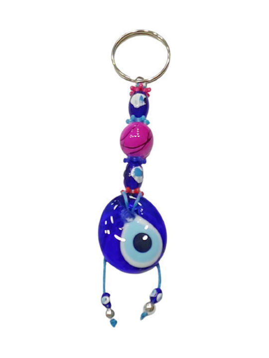 Kostibas Fashion Handmade Metallic Eye Keychain Blue