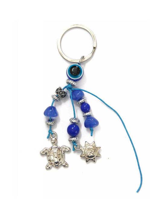 Handmade Keychain Metallic Eye Blue