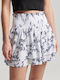High-waisted Mini Skirt Floral White