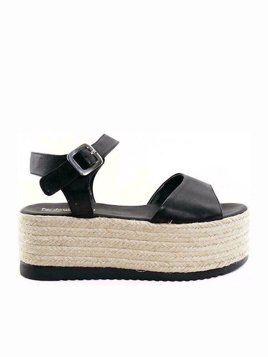 Makis Fardoulis Women's Flat Sandals With a strap Flatforms In Black Colour