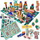 Ecotoys Cuburi De Construit Pista De Curse Din Lemn Pentru 3+ Ani 112 Bucăți