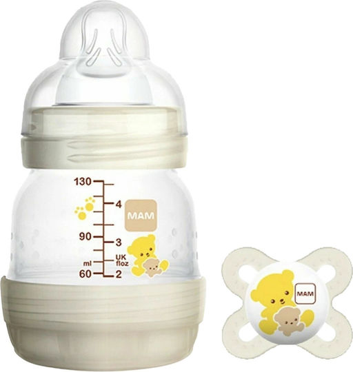 Mam Plastikflasche Gegen Koliken mit Silikonsauger für 0+, 0+ m, Monate Beige Teddybär - Beige 130ml 2Stück