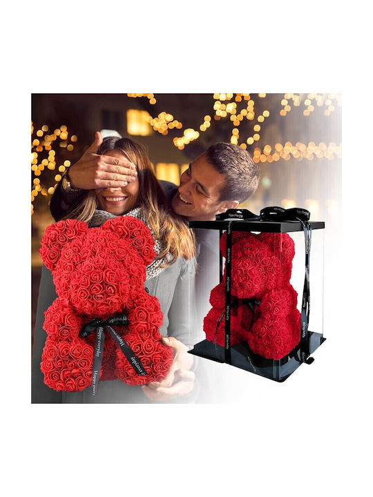 Ursuleț din Trandafiri Artificiali 422982 Red 25cm în cutie HOMie