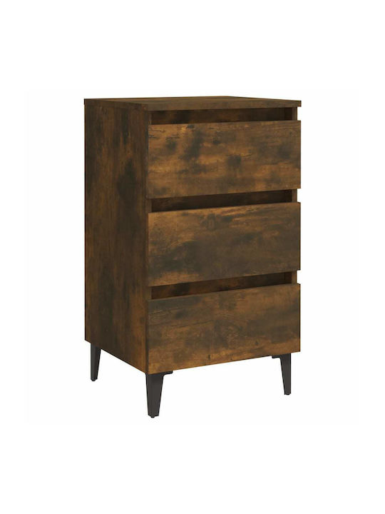 Wooden Bedside Table Καπνιστή Δρυς 40x35x69cm