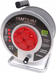Kraft & Dele Bobină Cabluri de Prelungire 4 Prize cu Cablu 30m