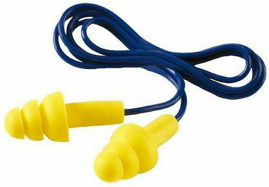 Silicone Earplugs with Safety Cord in Yellow Colour AMD91-036-02987 2 Pieces