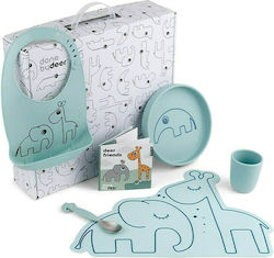 Done by Deer Feeding Set made of Silicone with Non-Slip Base Light Blue 5pcs