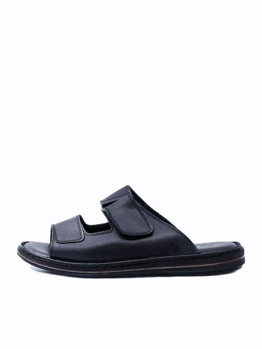 Leder Herrensandalen in Schwarz Farbe