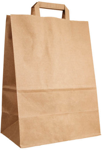 Eco Paper Gift Bag 33x20x33cm Brown with Flat Handle Paper Bag for Gift Brown 33x20x33cm.