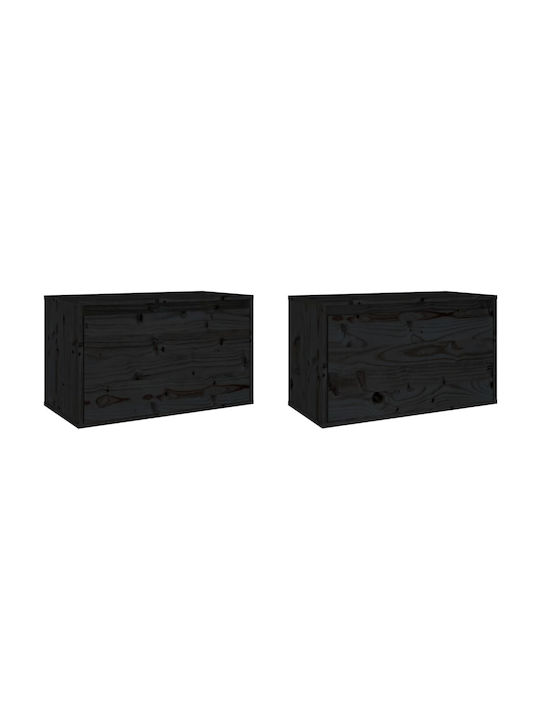 Cabinets Wall Black 2pcs 60x30x35cm