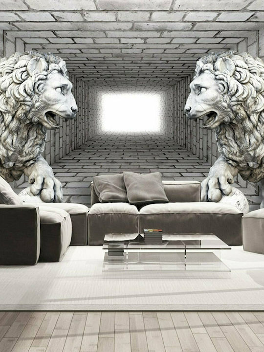 Fototapet de Perete 200x140cm Stone Lions Tesatura Bej