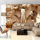 Wall Mural Stone Elephant (South Africa) Fabric Beige 200x140cm