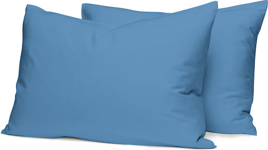 Palatex Solid Bettbezug-Set aus Baumwolle 230x250cm für Doppelbett mit 2 Kissenbezügen Silver Lake Blue