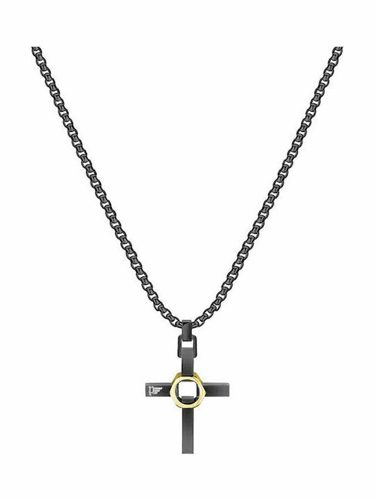 Police Black Men's Cross from Steel with Chain ...
