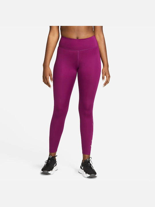 Nike Dri-Fit W Nk Df Swsh Run Running Γυναικείο Cropped Κολάν Ψηλόμεσο Φούξια