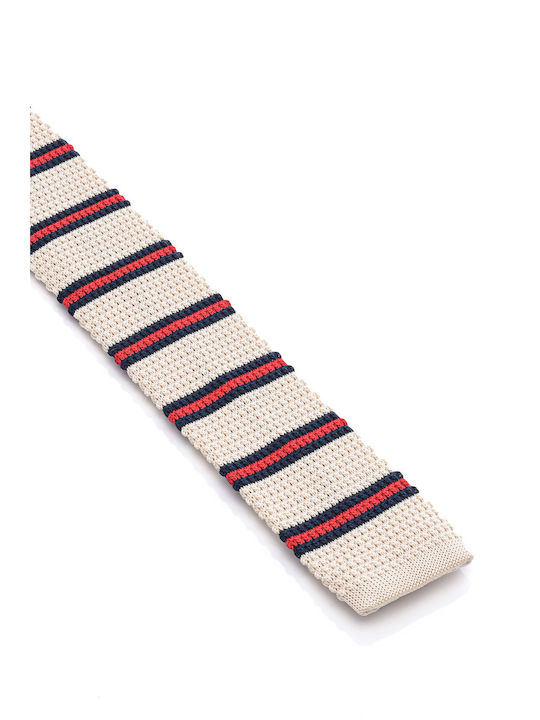 LikeMe Ανδρική Γραβάτα Πλεκτή με Σχέδια σε Μπεζ Χρώμα