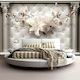 Wall Mural Royal Elegance Fabric White 200x140cm