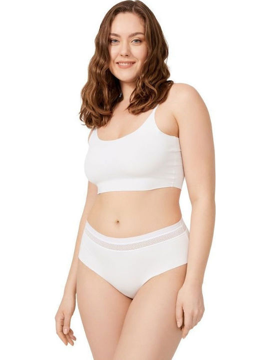 CottonHill Eliot Slip Talie Înaltă Fără Cusături Cu Dantelă Alb