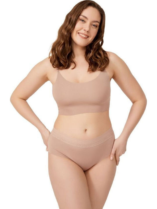 CottonHill Eliot Slip Talie Înaltă Fără Cusături Cu Dantelă Bej Închis