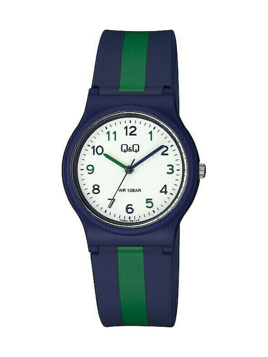 Q&Q Γυναικείο Ρολόι 34mm Μπαταρίας με Μπλε Καουτσούκ Λουράκι