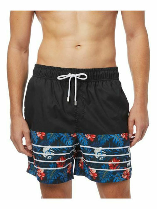 Minerva Tropical Men's Swimwear Shorts Black Tr...