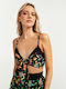 Toi&Moi Women's Summer Crop Top with Straps Floral Black