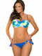 Marko Padded Bikini Set Bra & Slip Bottom with Laces with Detachable & Adjustable Straps Blue Floral