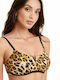 Erka Mare Sports Bra Bikini Top with Adjustable Straps Brown Animal Print