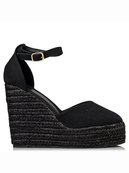 Women's Fabric Platform Espadrilles Black