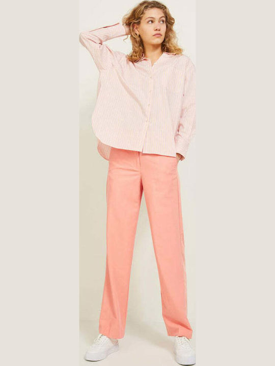 Jack & Jones Damen Hoch tailliert Stoff Hose Rosa