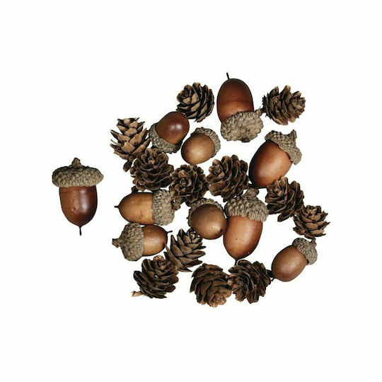 Rayher Christmas Decorative Plastic Pine Length 4cm 27 Pieces Brown and Acorns