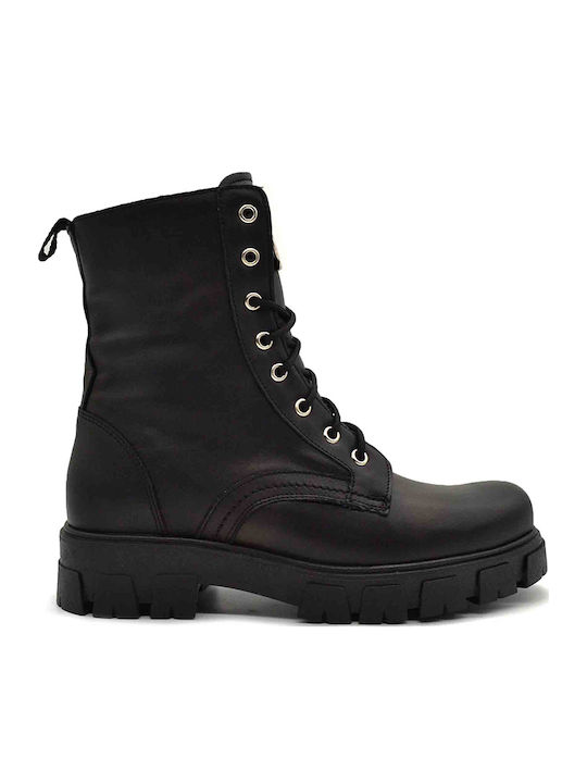 Leder Stiefeletten Damen Schwarz