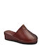 Leather Winter Women's Slippers Burgundy