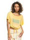 Roxy Born To Be Women's Summer Crop Top Short Sleeve Yellow