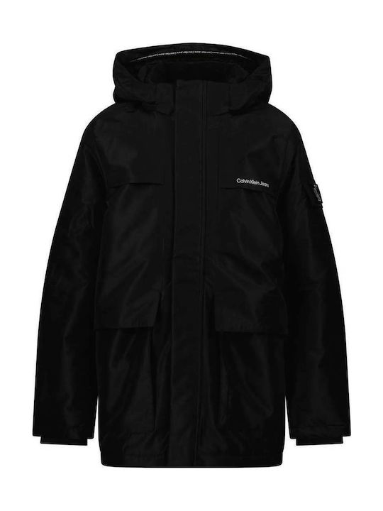 Kids' Parka Long with Hood Black