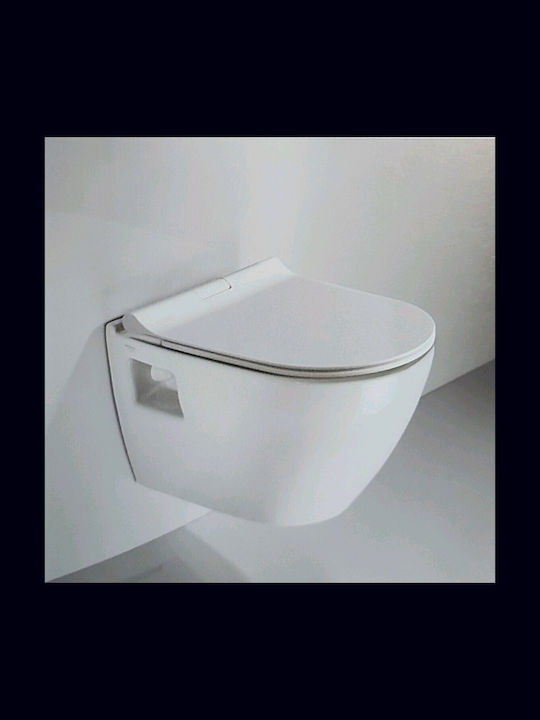 Serel Smart Λεκάνη Κρεμαστή με Slim Κάλυμμα Soft Close και Μπιντέ Λευκή