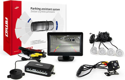 AMiO Car Parking System HD-315 with Camera / Screen and 4 Sensors 22mm in Silver Colour /AM