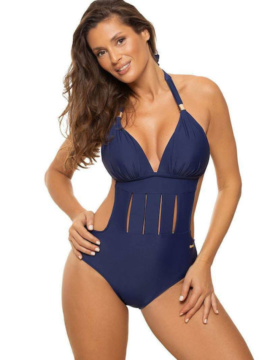 Monokini with Openings Push Up Navy Blue