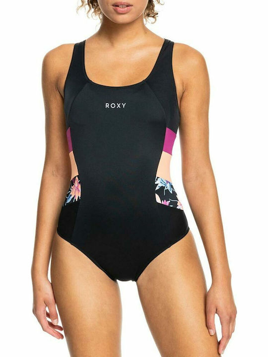 Active Athletic One-Piece Swimsuit Floral Navy Blue