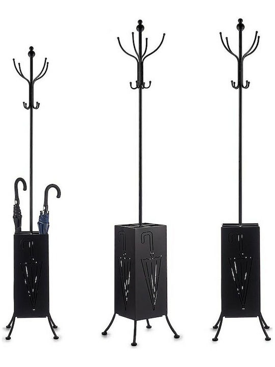 Freestanding Coat Rack Metallic Black 34x34x188cm