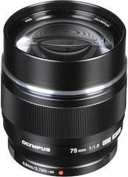 Olympus Crop Camera Lens M.Zuiko Digital ED 75mm F1:8 Telephoto for Micro Four Thirds (MFT) Mount Black