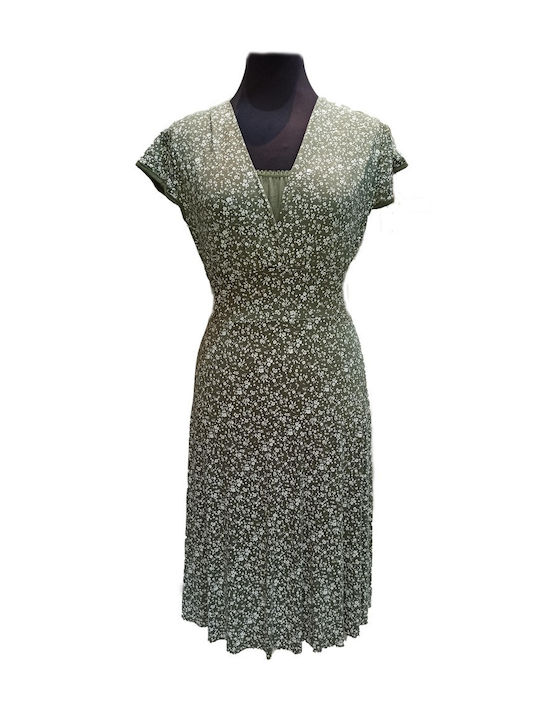 ELASTIC VISCOSE FINE ANTHRACITE DRESS 6130 Green White.