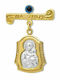 Goldjewels Child Safety Pin made of Gold and White Gold 14K with Icon of the Virgin Mary