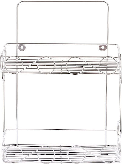 Cyclops Wall Mounted Bathroom Shelf Metallic with 2 Shelves 37.5x28.5x13cm Silver