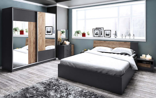 Schlafzimmer Set Brooklyn Graphite 160x200cm 6Stück