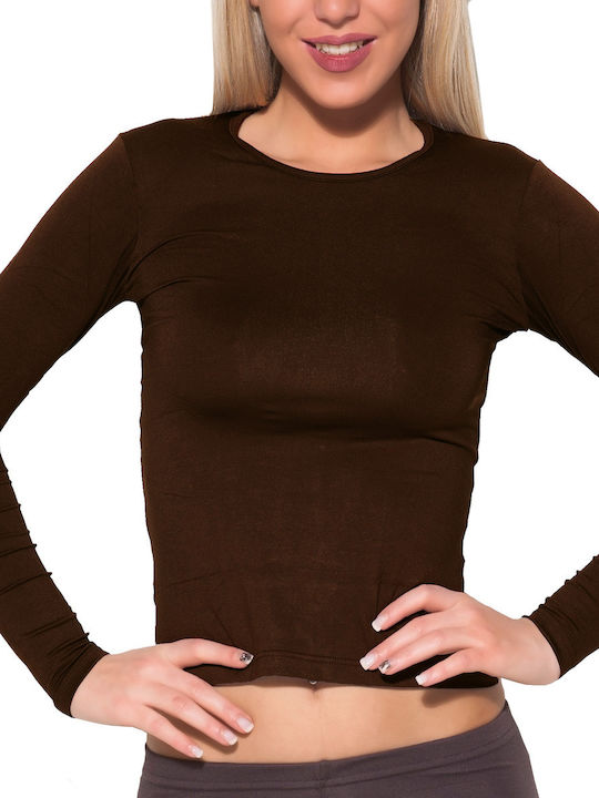 Apple Boxer Women's Blouse Long Sleeve Brown